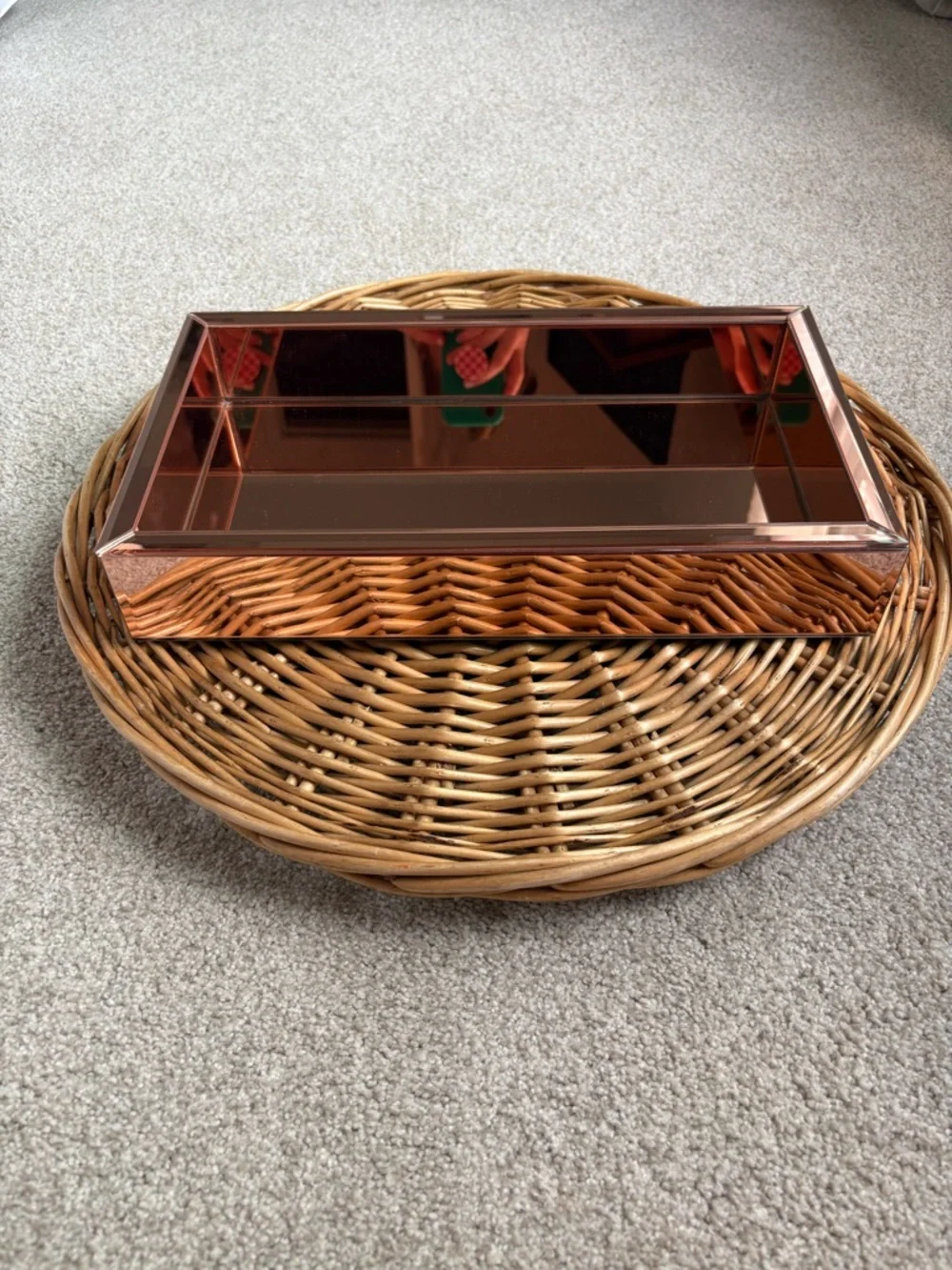 Target Copper Colored Mirrored Felt Lined Heavy Household Tray